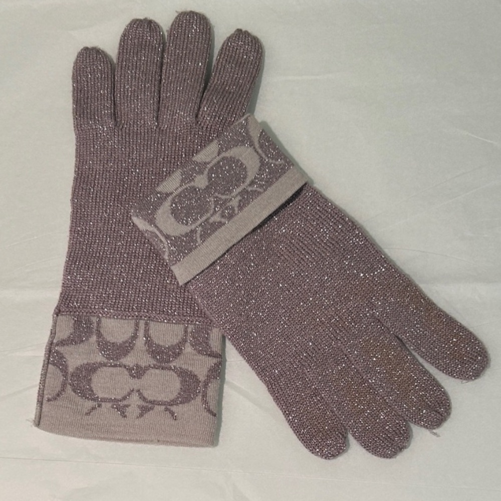 Coach Signature C Metallic Taupe/Silver Gloves